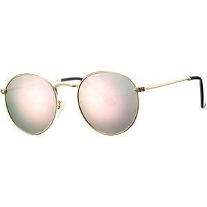 Round Metal Polarized Sunglasses for Women Retro